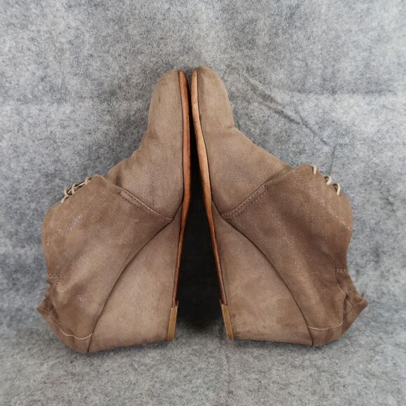 AGL Shoes Womens 38 Booties Fashion Wedge Desert Chukka Leather Lace Up Brown - Picture 9 of 15